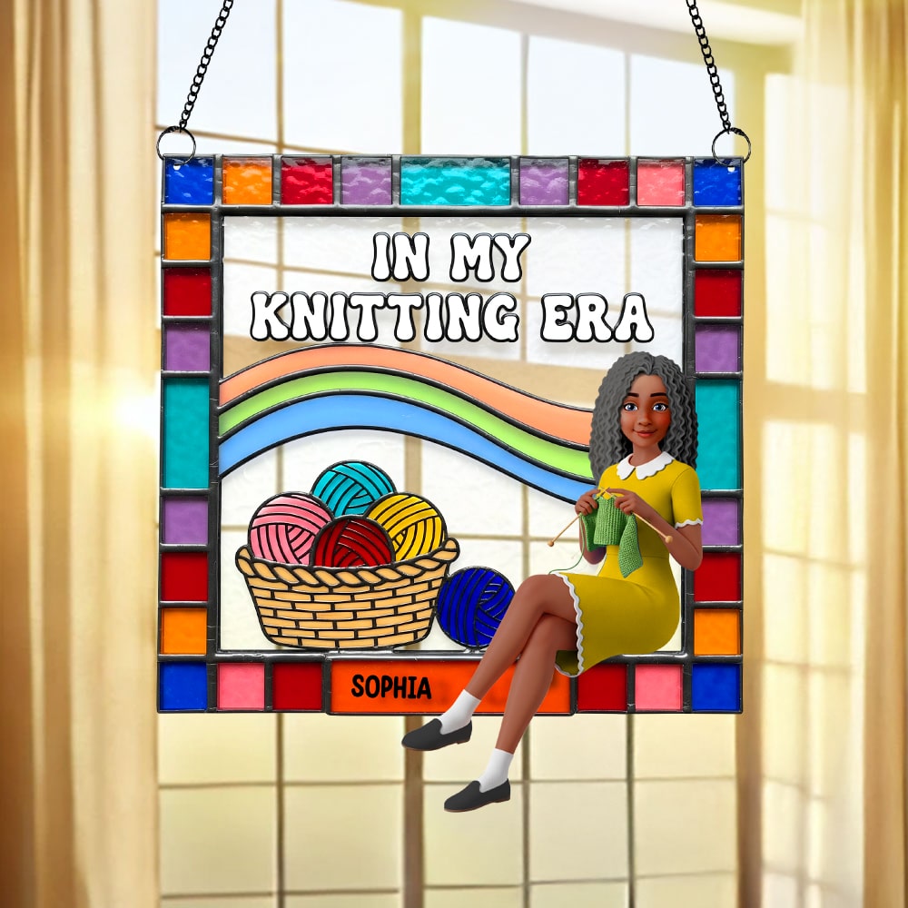 In My Knitting Era - Personalized Knitting Lovers Suncatcher Ornament - Custom Gift for Knitters, Craft Lovers, and Yarn Enthusiasts Ornament MagicInPrints
