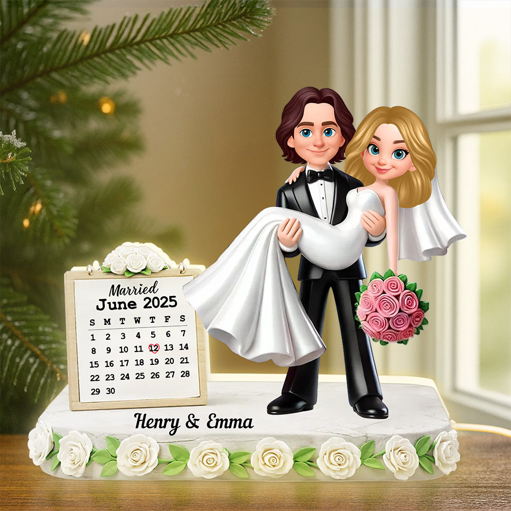 Custom Wedding Cake Topper for Couples - Personalized Figurine with Date Plaque MagicInPrints