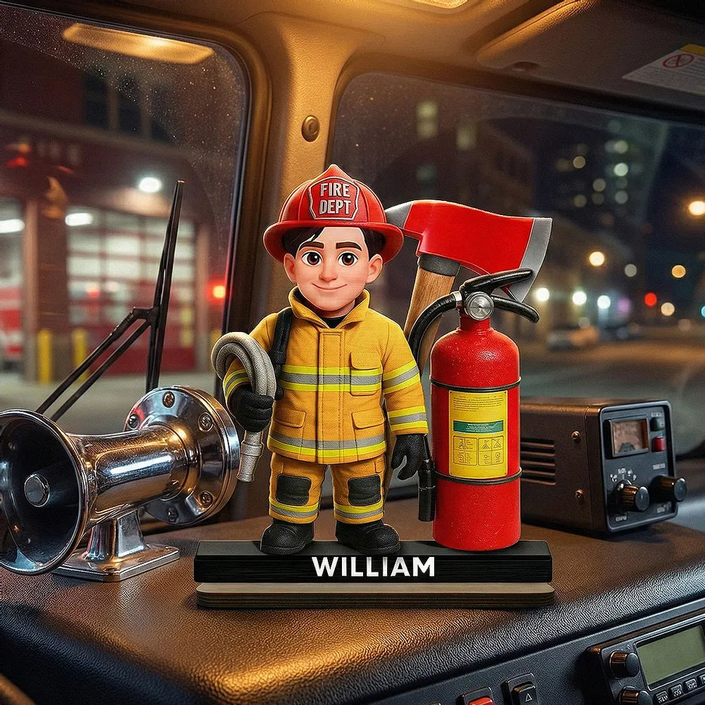 Custom Firefighter Figurine for Kids - Personalized Hero Gift Plaque MagicInPrints