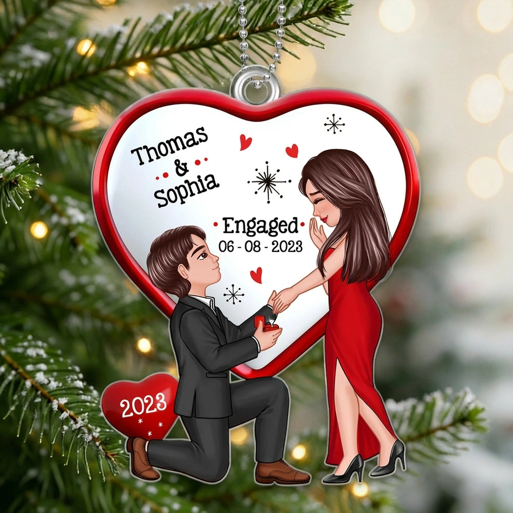 Personalized Engagement Ornament for Couples - Romantic Keepsake Gift Ornament MagicInPrints