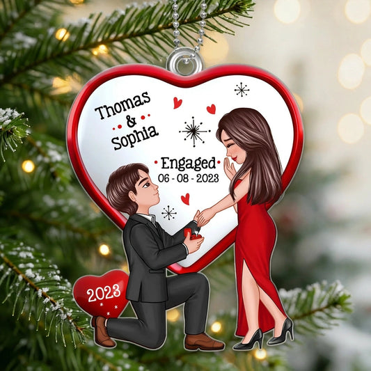 Personalized Engagement Ornament for Couples - Romantic Keepsake Gift Ornament MagicInPrints