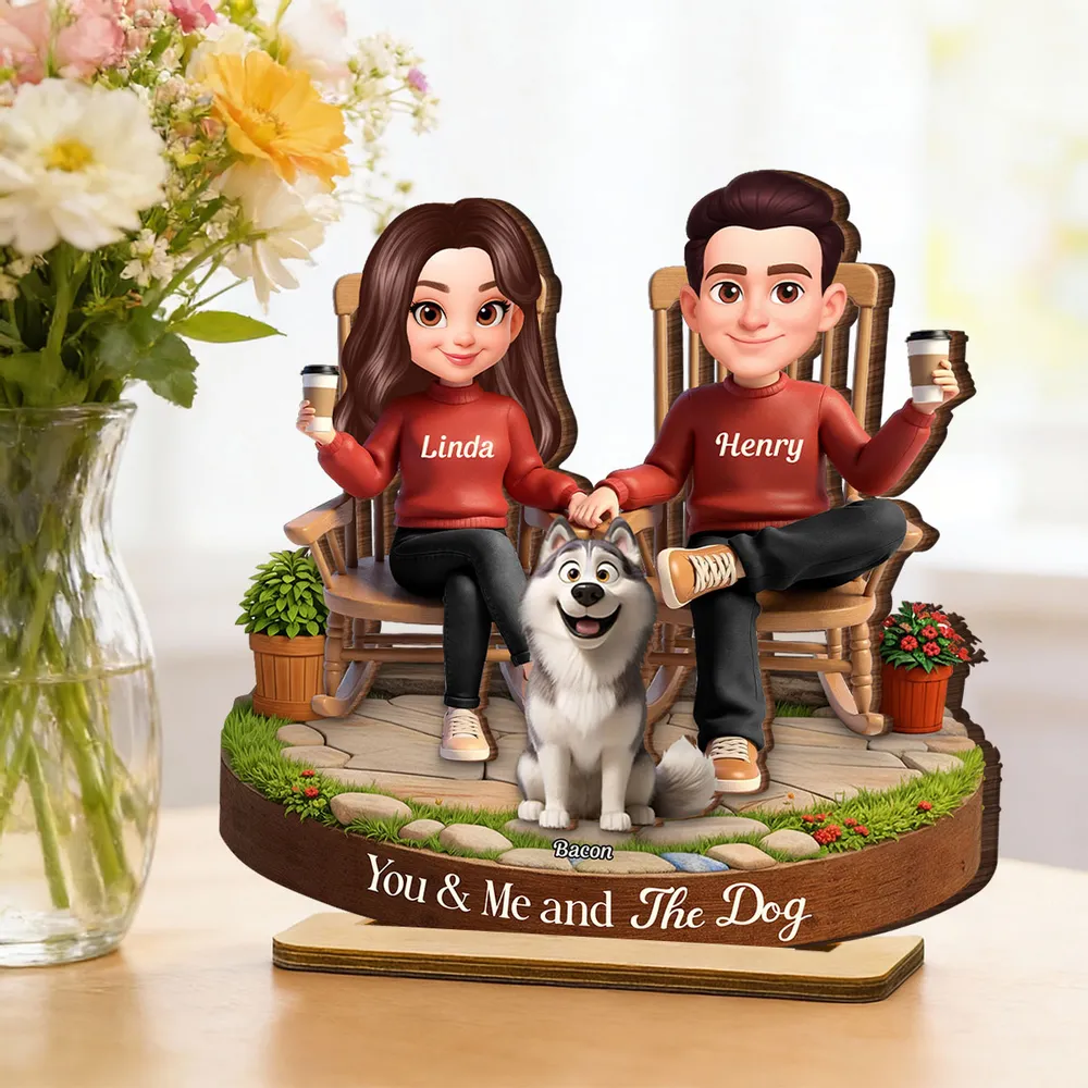 Custom Couple and Dog Figurine for Pet Lovers - Personalized Gift Plaque MagicInPrints