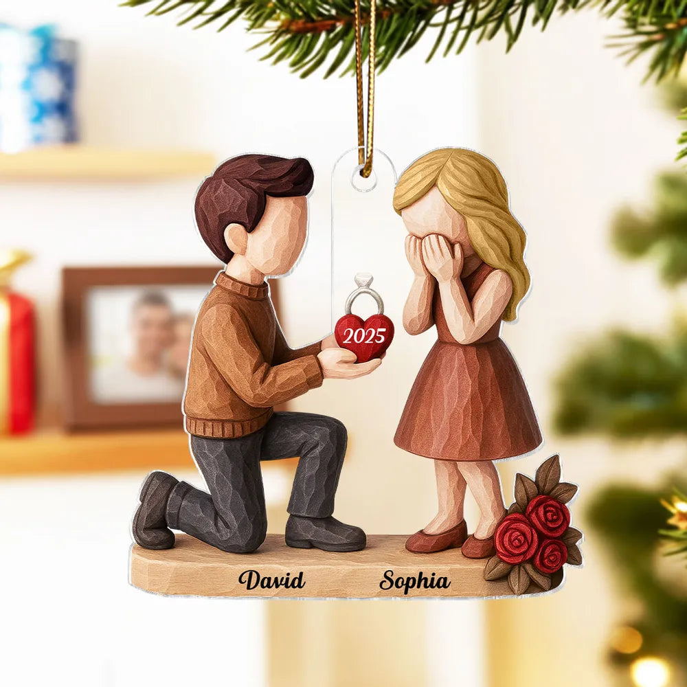 Personalized Engagement Ornament for Couples - Romantic Christmas Proposal Keepsake Ornament MagicInPrints