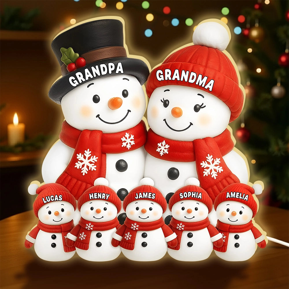 Personalized Family Snowman Figurines for Grandparents - Christmas Decoration Plaque MagicInPrints