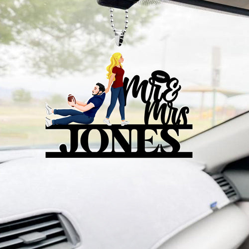 Personalized American Football Lover Car Ornament - Mr. & Mrs. Jones Ornament PopCulturePrints