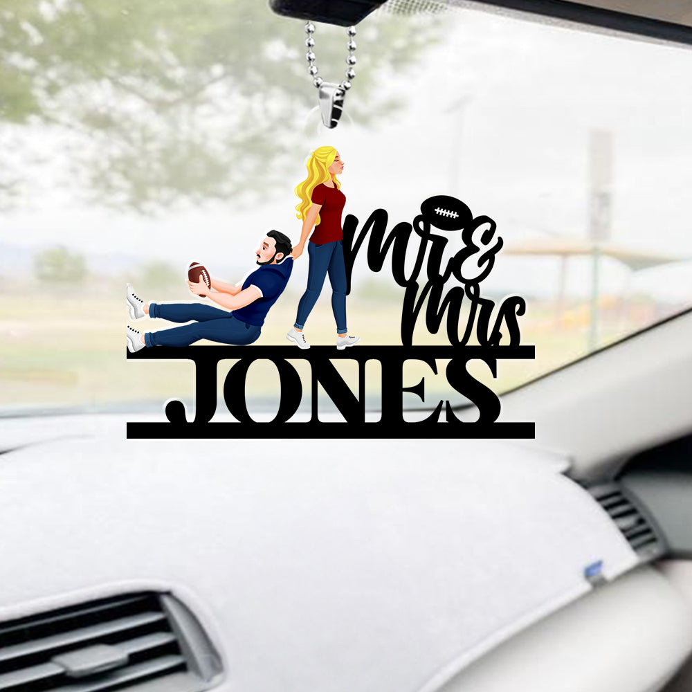 Personalized American Football Lover Car Ornament - Mr. & Mrs. Jones Ornament PopCulturePrints