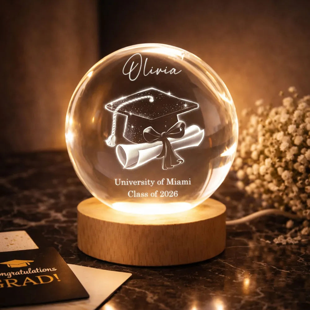 Personalized Graduation Crystal Ball for University Students - Class of 2026 Gift Lamp MagicInPrints