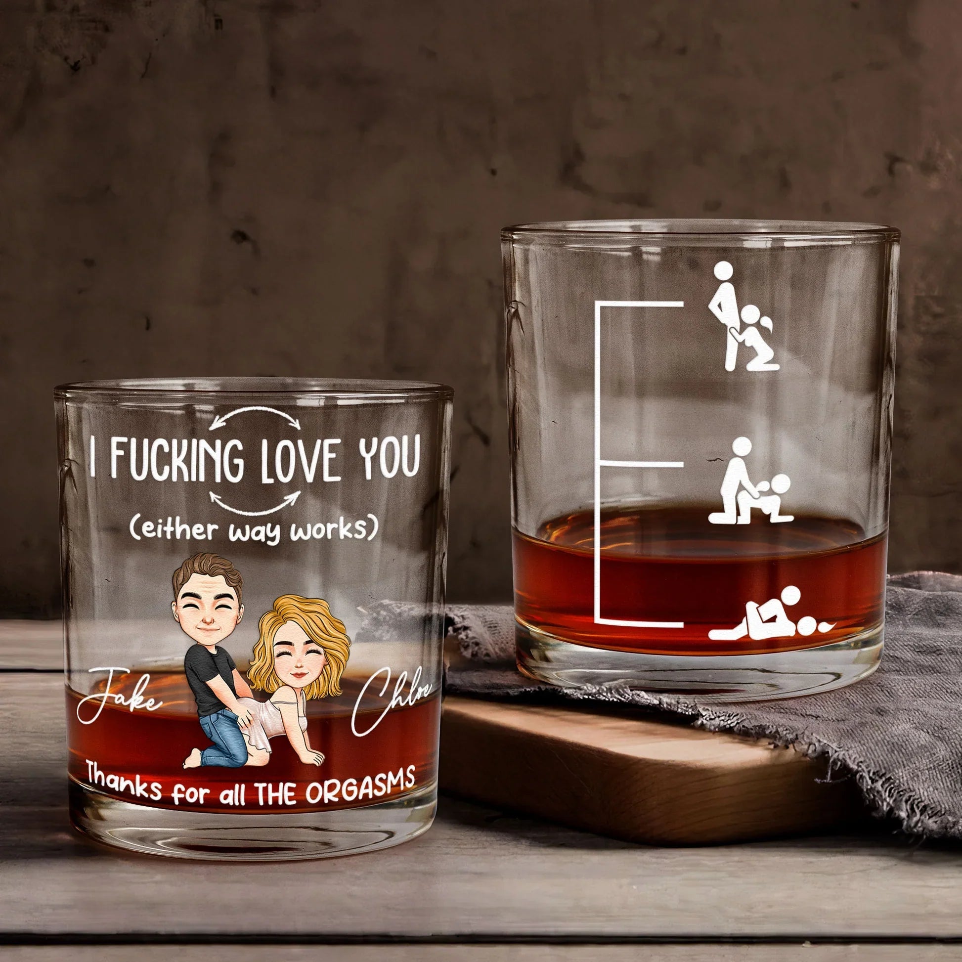 Personalized Whiskey Glass Set for Couples - Fun Anniversary Gift Cup MagicInPrints