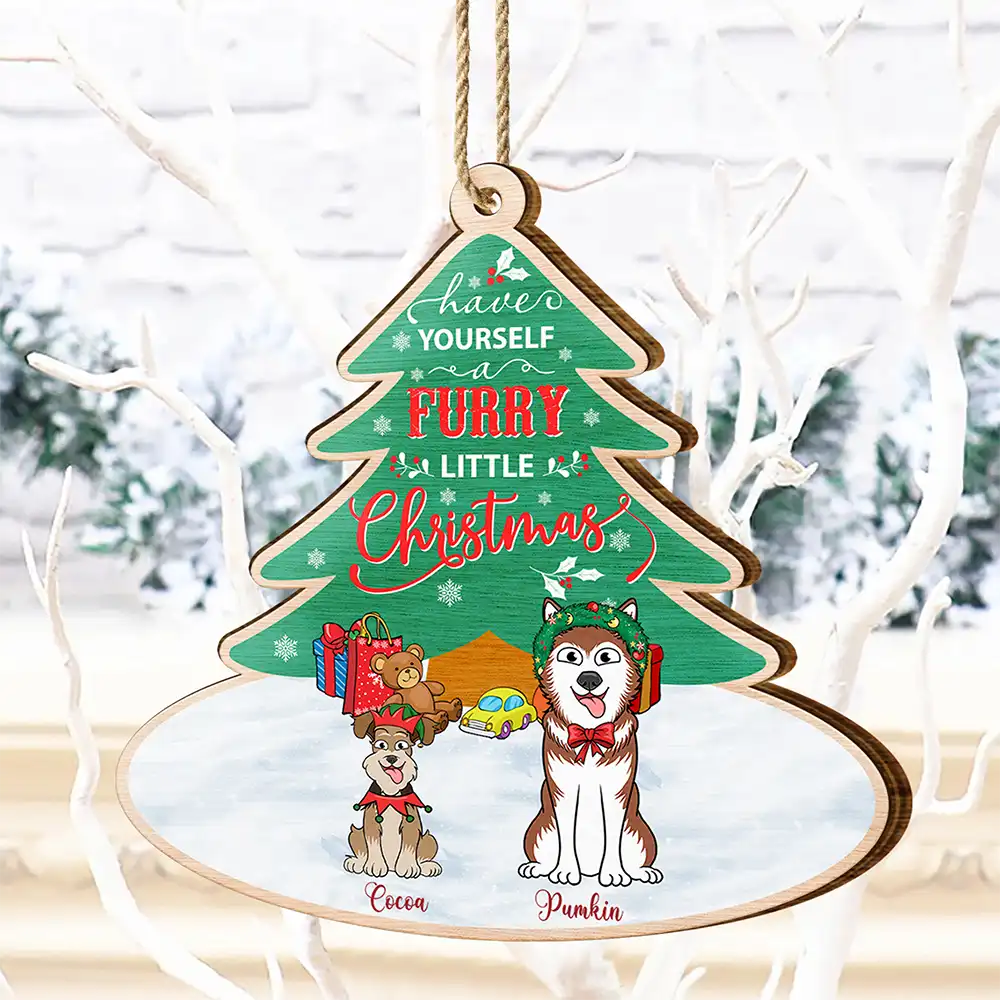 Have Yourself A Furry Christmas – Personalized Custom Shaped Wooden Ornament – Gift for Dog Lovers Wooden Ornament MagicInPrints