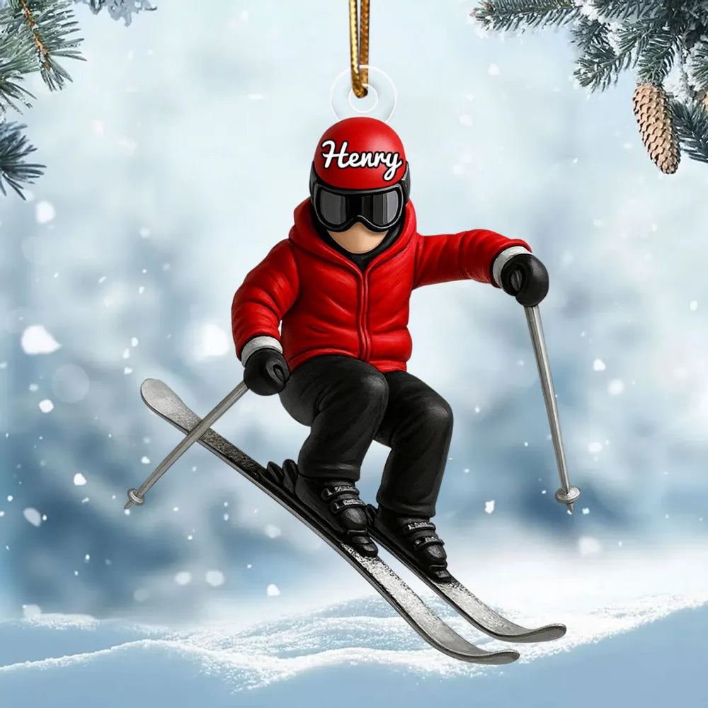 Personalized Skiing Ornament for Winter Sports Enthusiasts - Holiday Decor Ornament MagicInPrints
