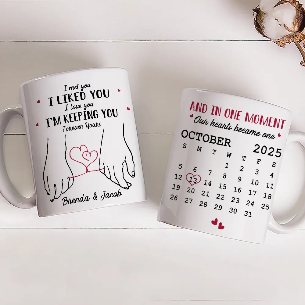Personalized Couples Mug Set with Calendar and Love Quotes - Anniversary Gift Cup MagicInPrints