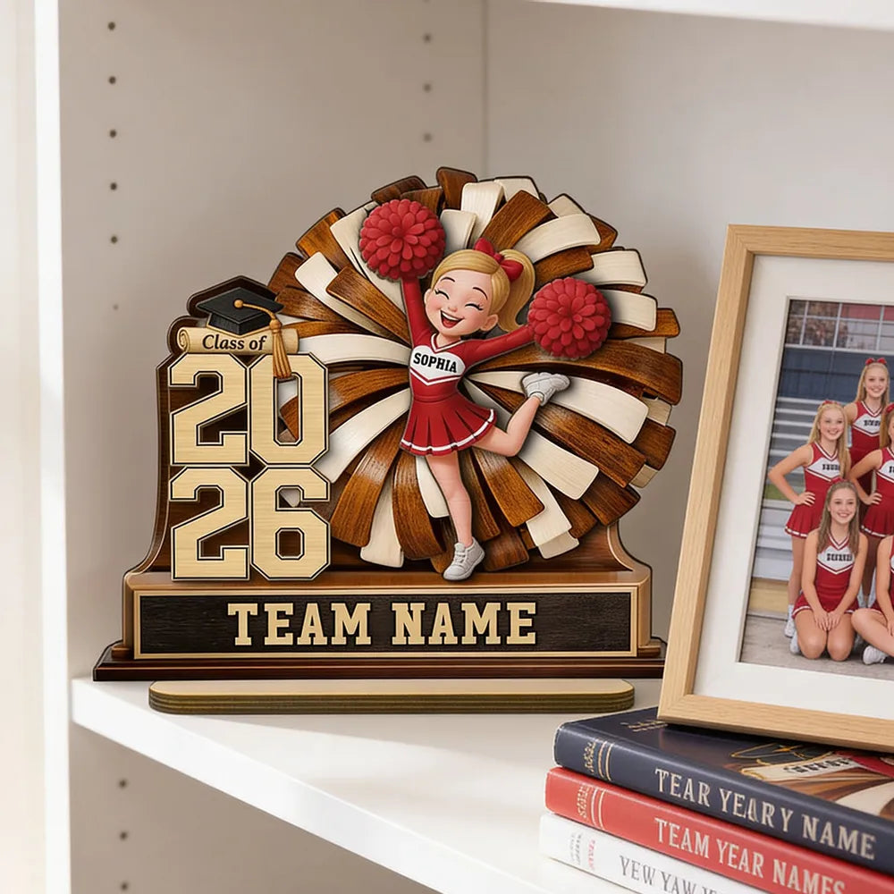 Personalized Cheerleader Graduation Plaque for Class of 2026 - Custom Team Name Plaque MagicInPrints