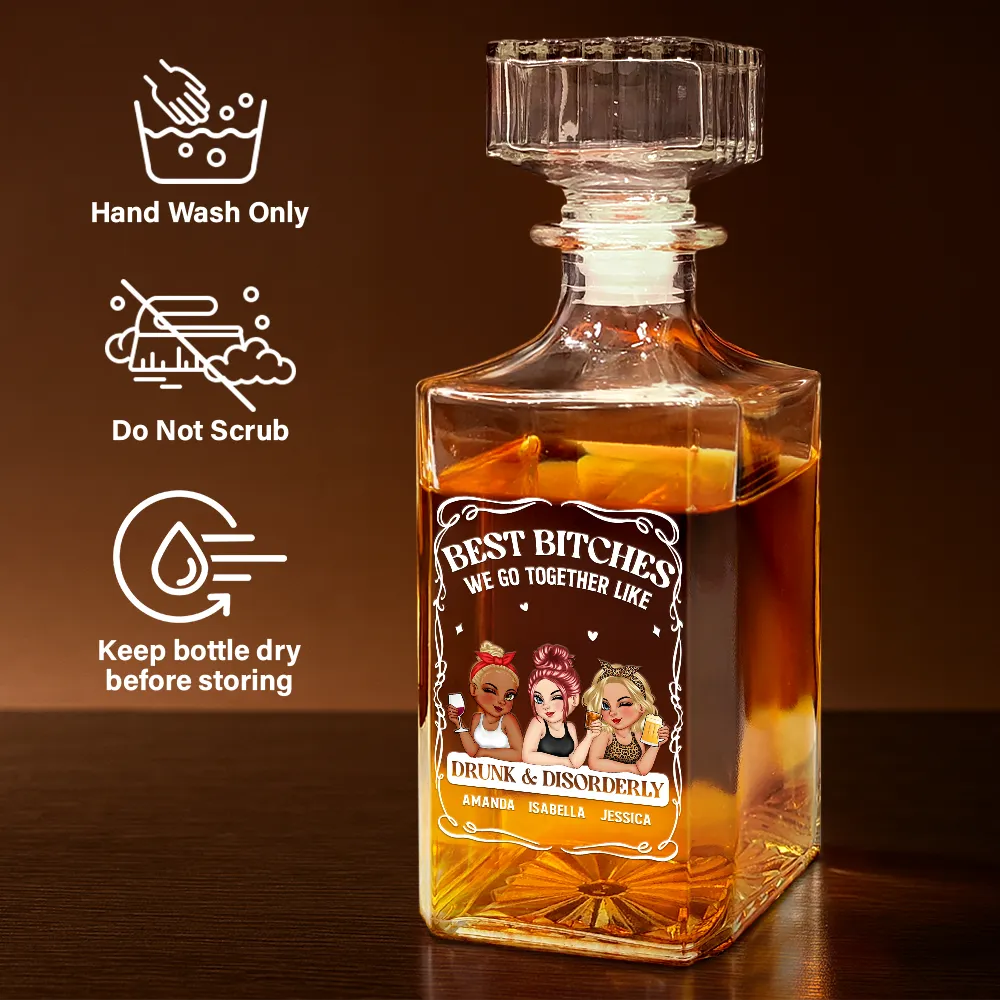 We Go Together Like Drunk And Disorderly – Personalized Square Whiskey Bottle – Gift for Best Friends Whiskey Bottle MagicInPrints