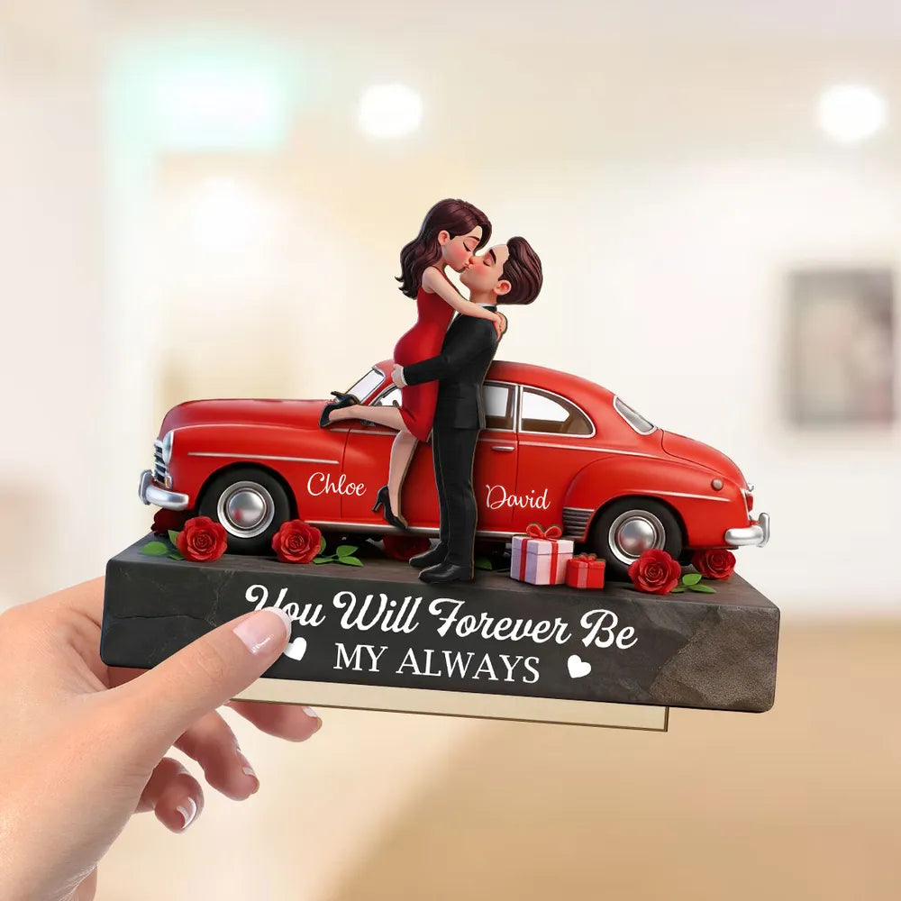 Personalized Romantic Couple Figurine with Car - Anniversary Gift Plaque MagicInPrints