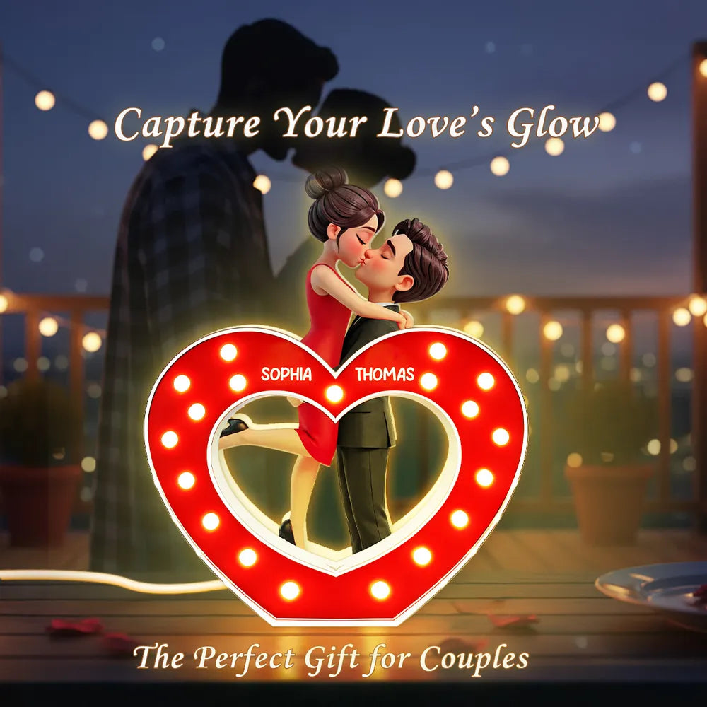 Personalized Heart-Shaped LED Lamp for Couples - Romantic Gift Plaque MagicInPrints