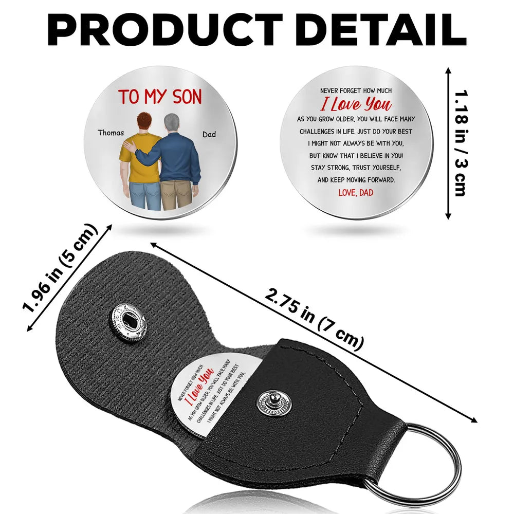 Personalized Leather Keychain for Son with Engraved Message - Sentimental Gift from Dad Keychain MagicInPrints