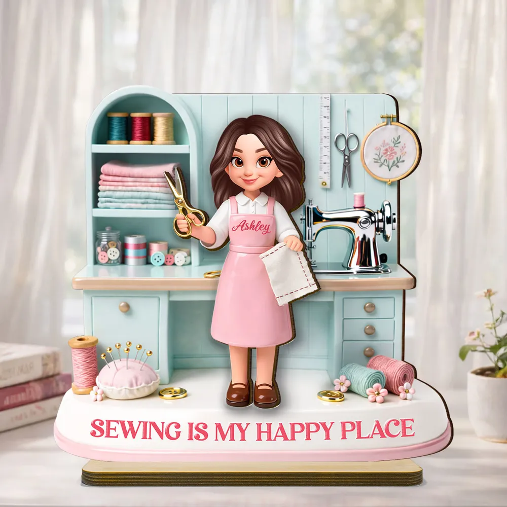 Personalized Sewing Enthusiast Figurine for Crafters - Home Decor Gift Plaque MagicInPrints