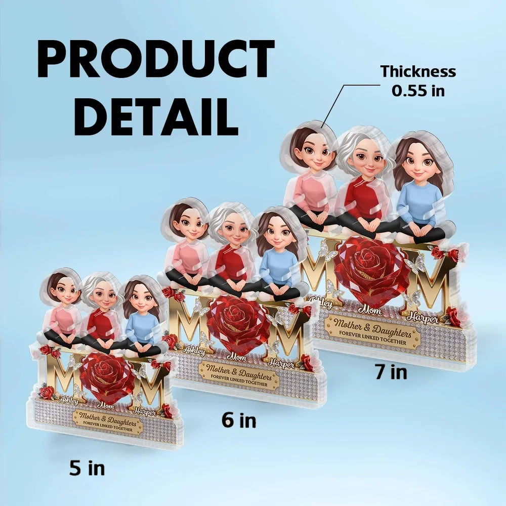 Custom Mother & Daughters Figurine Gift - Sentimental Keepsake for Family Bond Plaque MagicInPrints