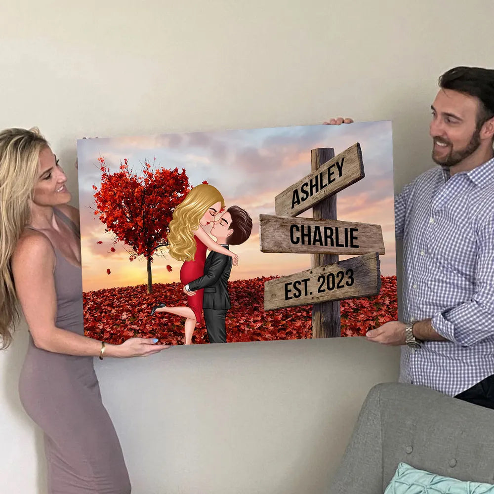 Personalized Couple Portrait Canvas for Romantic Gift - Anniversary or Wedding Keepsake Poster or Canvas MagicInPrints