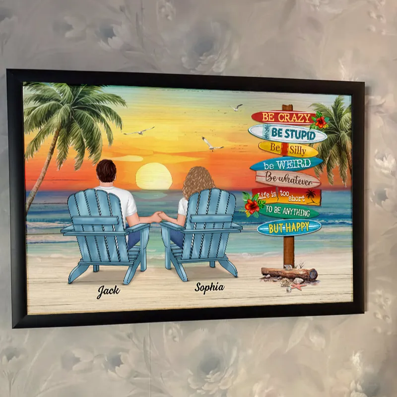 Personalized Couple Beach Sunset Canvas Art - Romantic Home Decor Poster or Canvas MagicInPrints