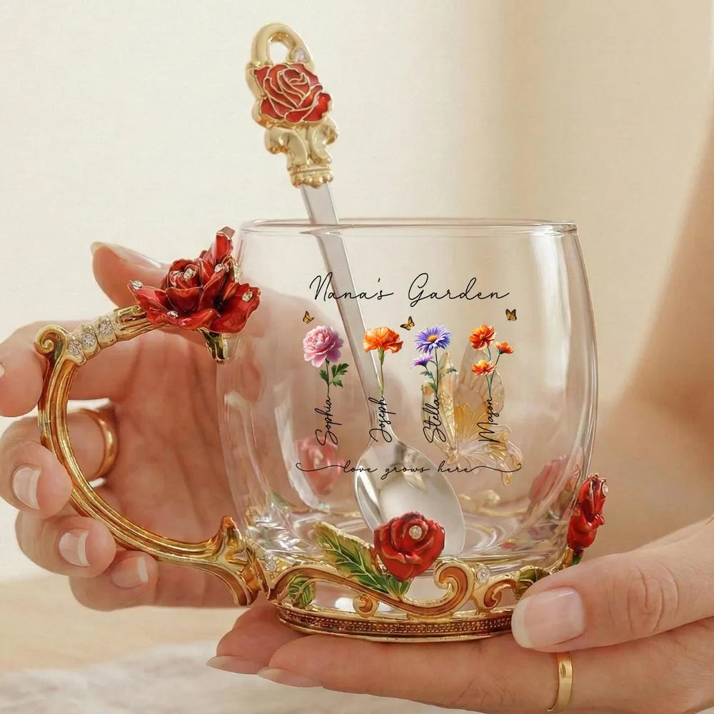 Personalized Glass Mug for Nana with Floral Design - Perfect Gift for Mother's Day or Birthday Cup MagicInPrints