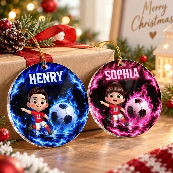 Personalized Acrylic Ornament Cartoon Soccer Player Gift for Kids
