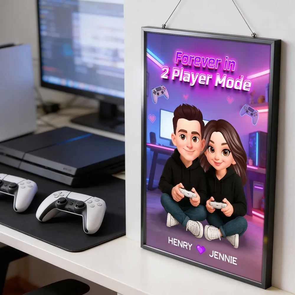 Personalized Couple Gamer Poster - Custom Names & Avatar - Perfect for Gaming Lovers Poster or Canvas MagicInPrints