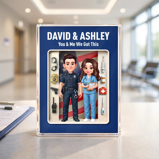 Custom Police and Nurse Figurine Display for Couples - Personalized Gift Plaque MagicInPrints