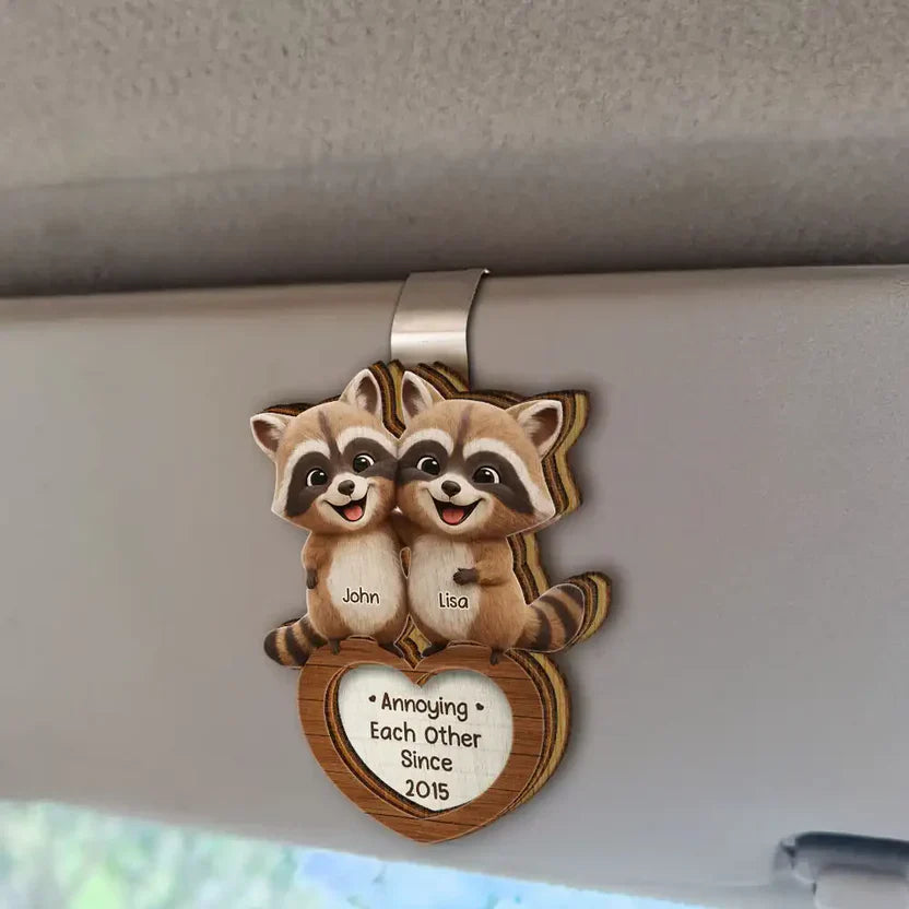 Personalized Raccoon Car Hanging Ornament for Couples - Funny Love Gift Car Hanger MagicInPrints