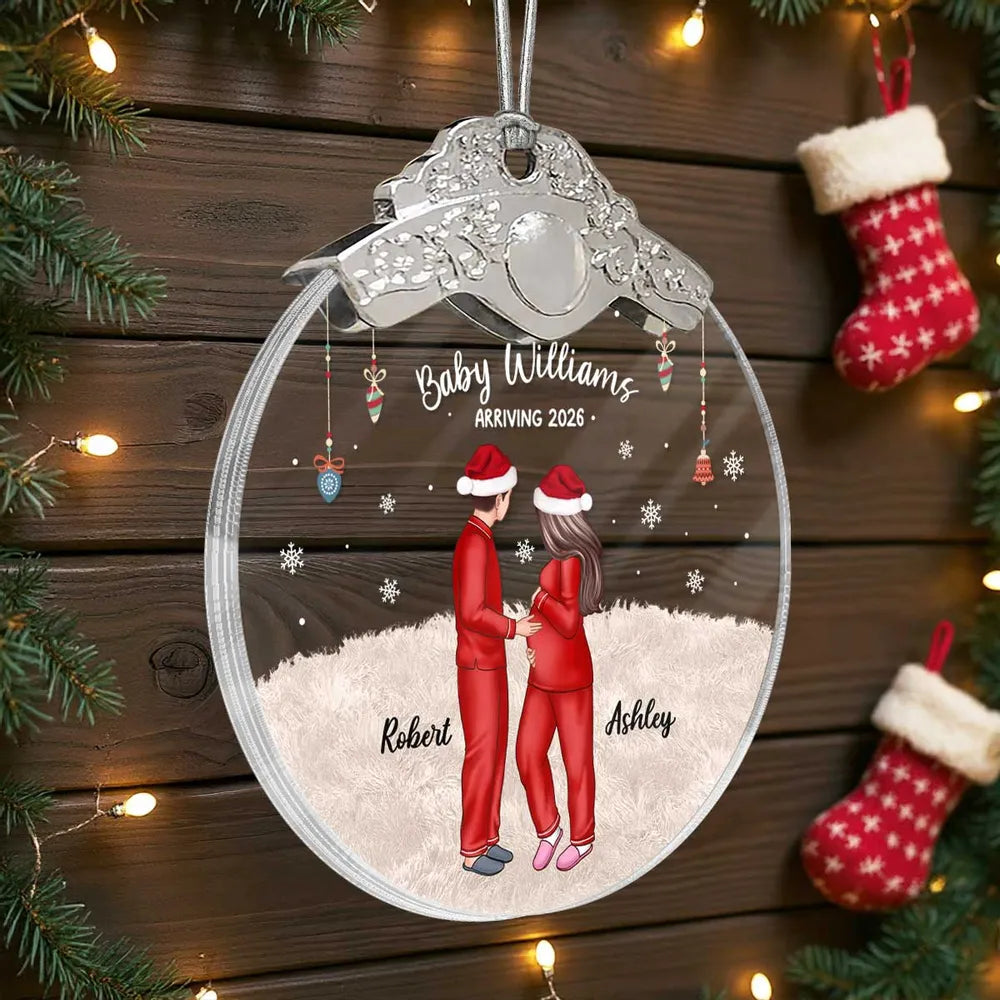 Personalized Family Christmas Ornament with Pets - Baby Announcement 2026 Ornament MagicInPrints