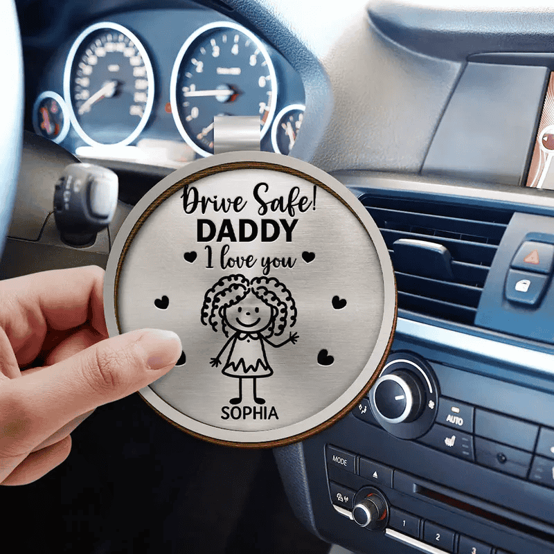 Personalized Car Visor Clip for Dad - Drive Safe Reminder from Daughter Car Hanger MagicInPrints