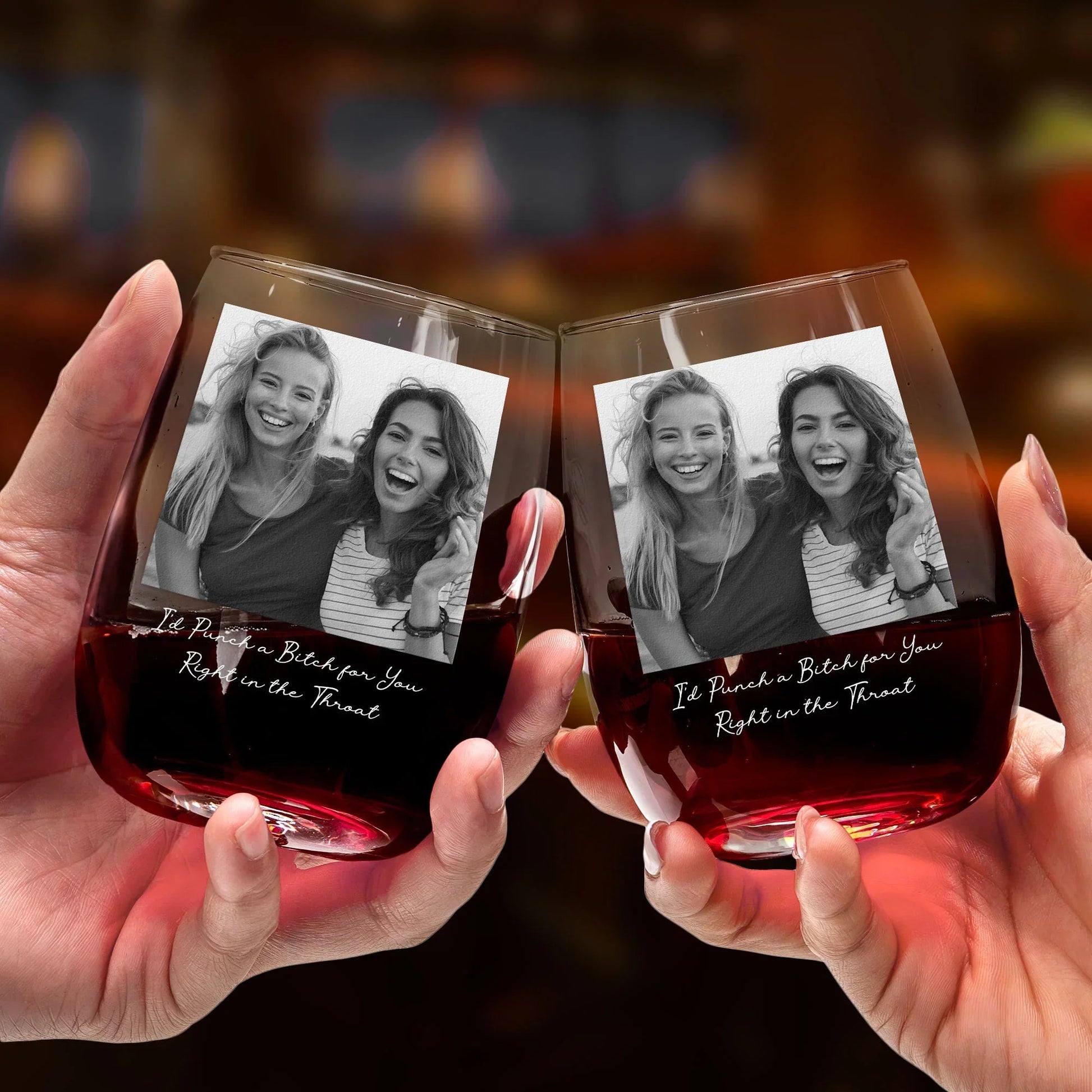 Personalized Funny Wine Glass for Friends with Custom Photo - Friendship Gift Cup MagicInPrints