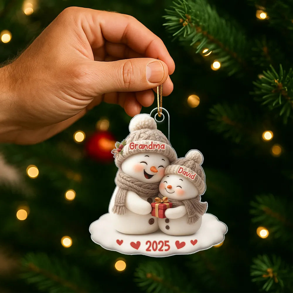 Personalized Snowman Ornament for Grandma and Child - Christmas 2025 Ornament MagicInPrints