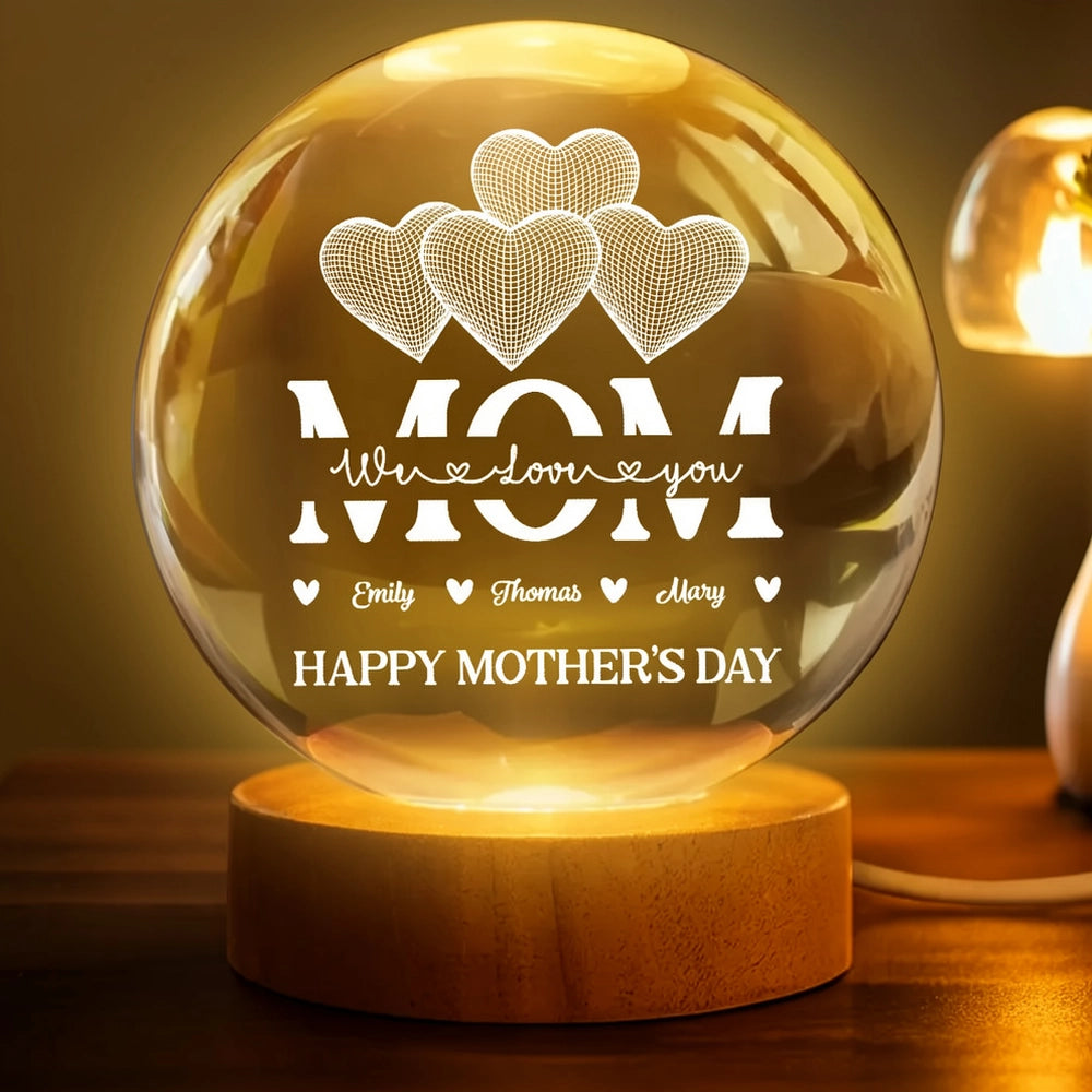 Personalized LED Night Light for Mom - Heart Design - Mother's Day Gift Lamp MagicInPrints
