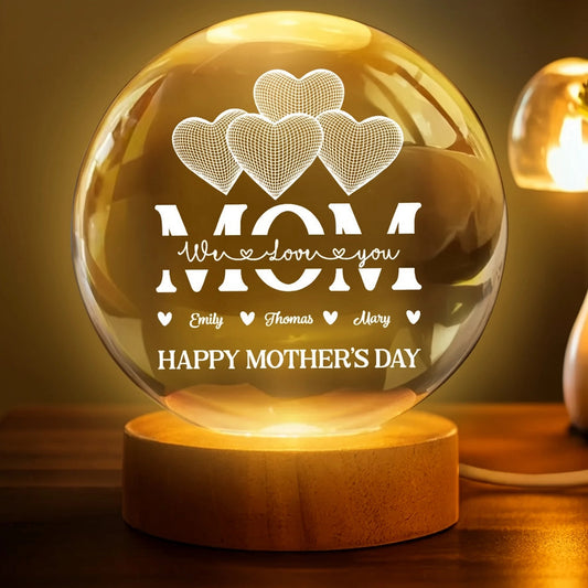 Personalized LED Night Light for Mom - Heart Design - Mother's Day Gift Lamp MagicInPrints