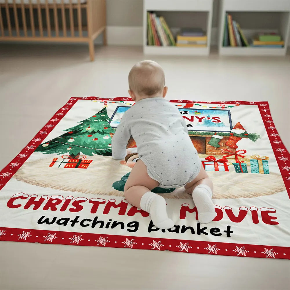Personalized Christmas Movie Watching Blanket for Kids - Cozy Holiday Gift Pillow or Blanket MagicInPrints