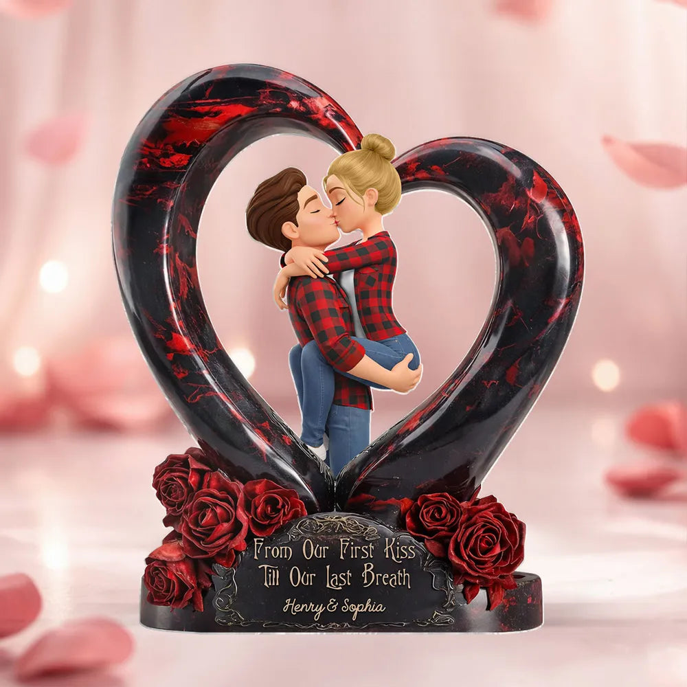 Custom Couple Heart Sculpture for Lovers with Romantic Message - Anniversary Gift Plaque MagicInPrints