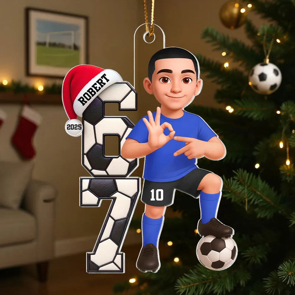 Personalized Soccer Player Christmas Ornaments for Kids - Holiday Gift Ornament MagicInPrints