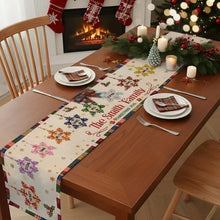 Load image into Gallery viewer, Personalized Christmas Table Runner Snowflake Patchwork Gift for Family
