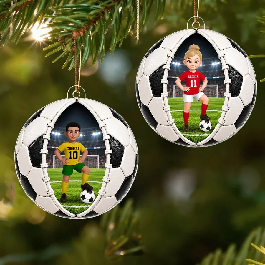 Personalized Acrylic Soccer Ornament Gift for Daughter - Unique Christmas Keepsake