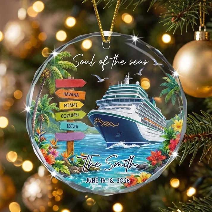 Personalized Cruise Crystal Ornament Custom Family Gift