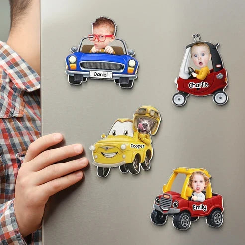 Personalized Cartoon Car Acrylic Magnet Gift for Kids