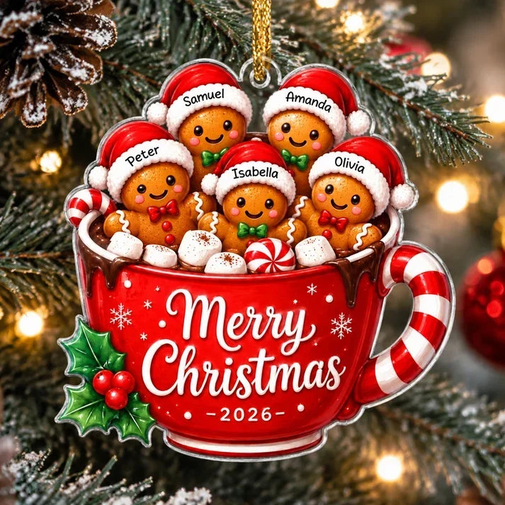 Personalized Gingerbread Family Ornament Custom Name Christmas Gift for Family
