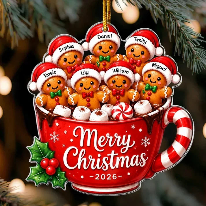 Personalized Gingerbread Family Ornament Custom Name Christmas Gift for Family