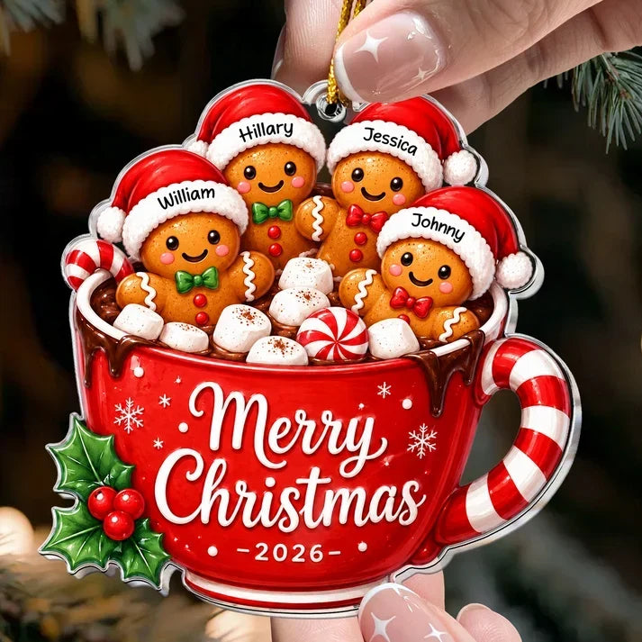 Personalized Gingerbread Family Ornament Custom Name Christmas Gift for Family