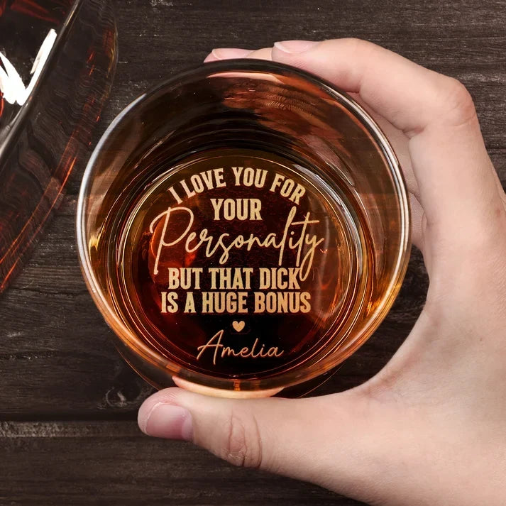 Personalized Double Sided Whiskey Glass Custom Gift for Husband