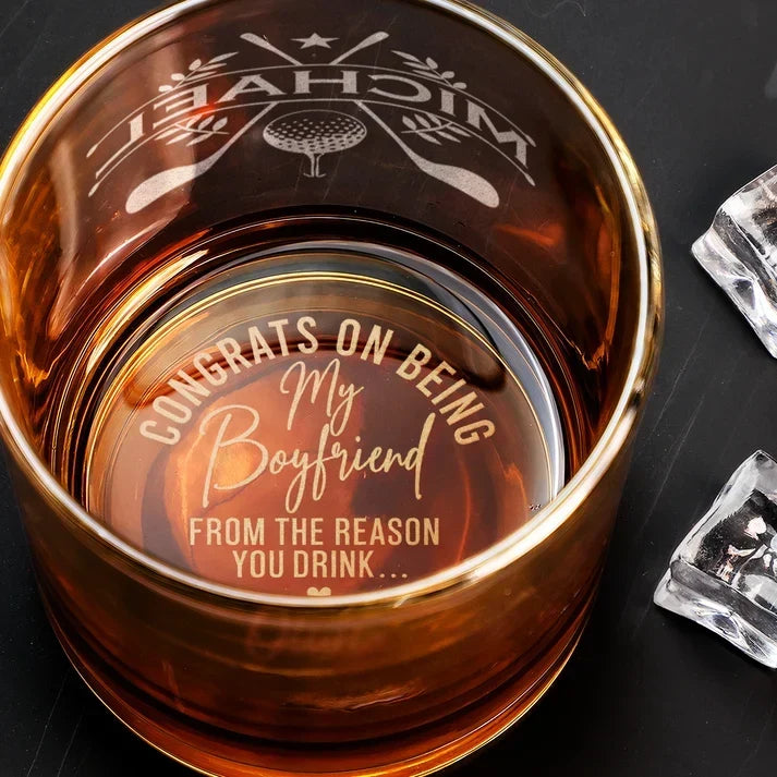 Personalized Double Sided Whiskey Glass Custom Gift for Husband