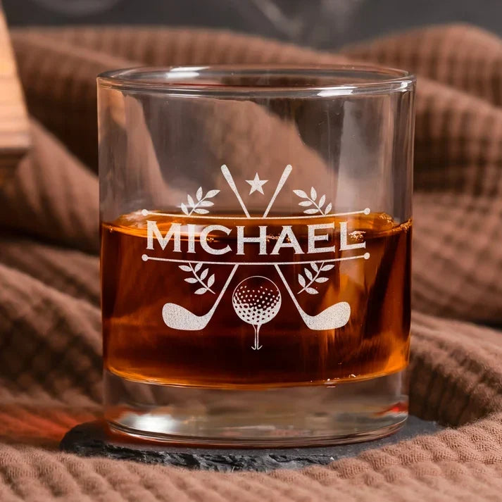 Personalized Double Sided Whiskey Glass Custom Gift for Husband