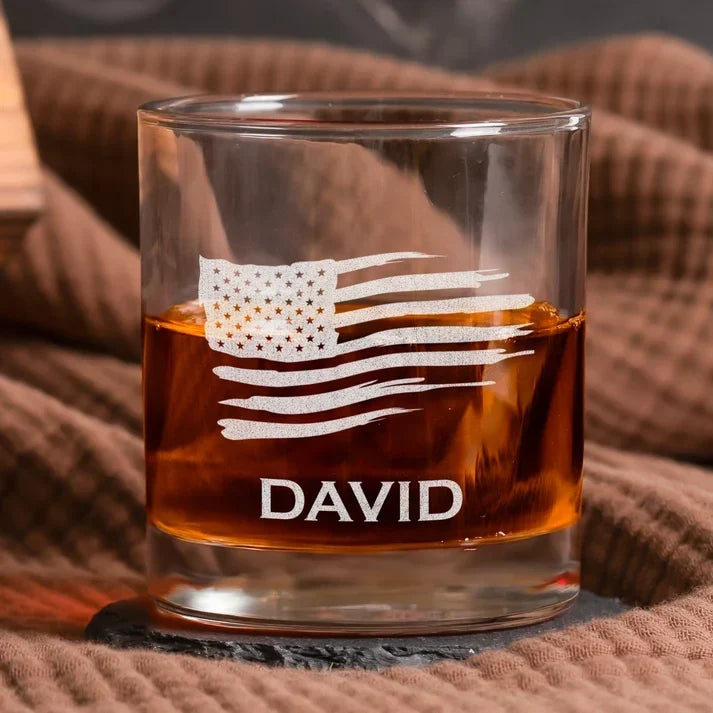 Personalized Double Sided Whiskey Glass Custom Gift for Husband