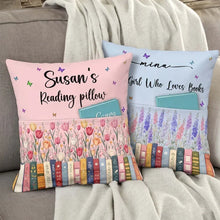 Load image into Gallery viewer, Personalized Floral Bookshelf Pillow Gift for Book Lovers
